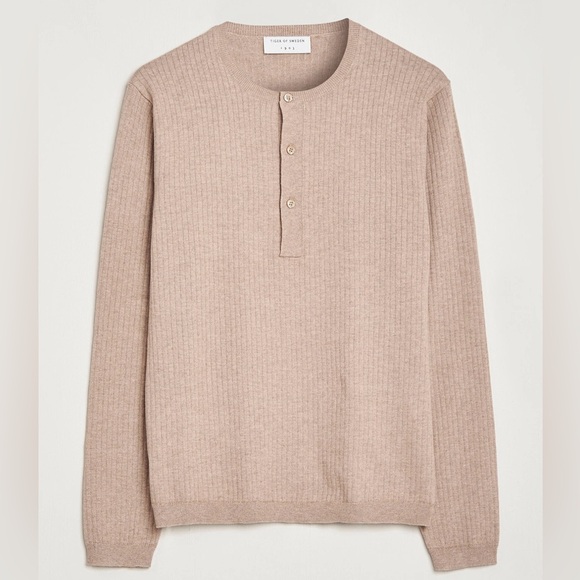 Tiger of Sweden Beige Henley Wool-Mix Sweater30% Wool70% Cotton